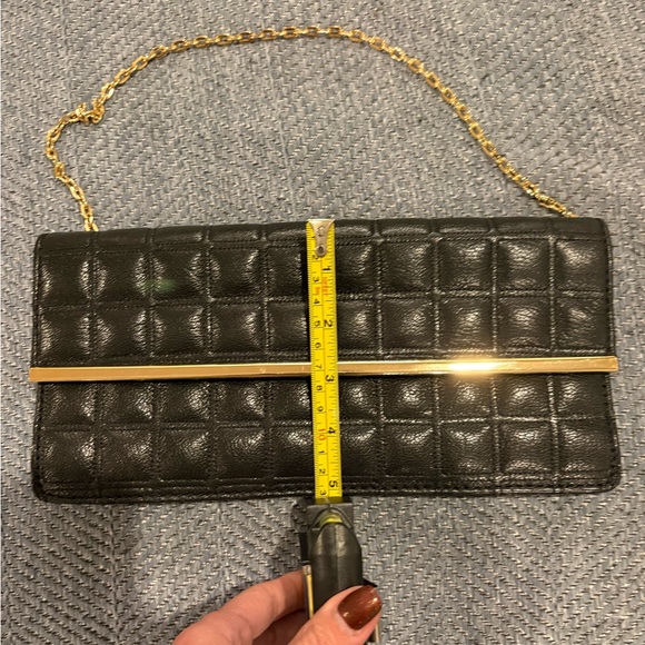 ANTONIO MELANI Black Quilted Clutch with Gold Accent - Picture 5 of 6